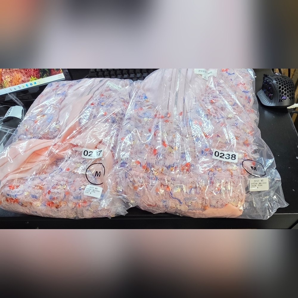 Just Me New In Poly Fringe Colorful Tulle Dress Small PTP 19 - Picture 7 of 7